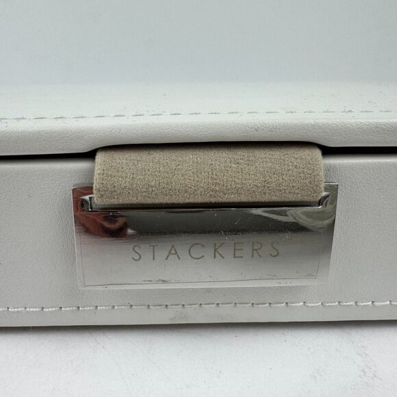 STACKERS Classic Jewelry Box Lid Medium White Taupe Velvet Used Create Your Own - Picture 2 of 15